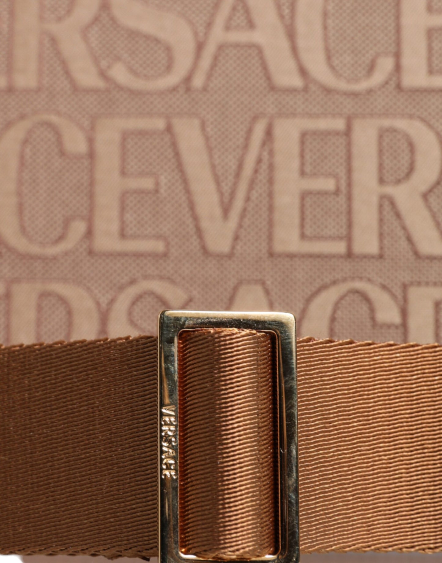 - Brown Top Handle Jacquard Leather Logo Crossbody Tote Bag
