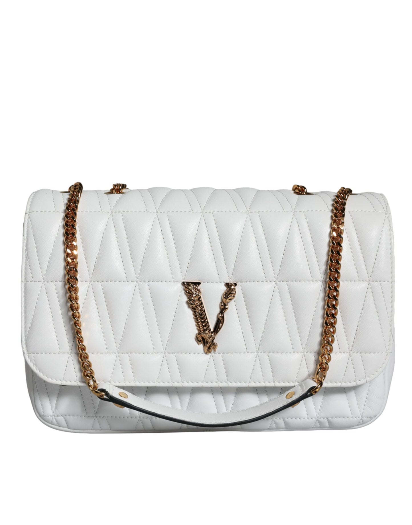 - White Mini Nappa Leather Crossbody Shoulder Bag