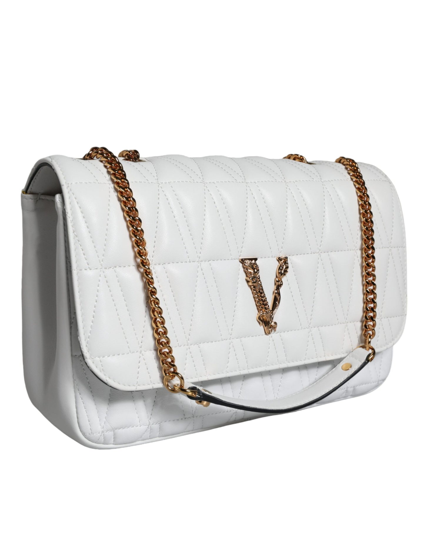 - White Mini Nappa Leather Crossbody Shoulder Bag
