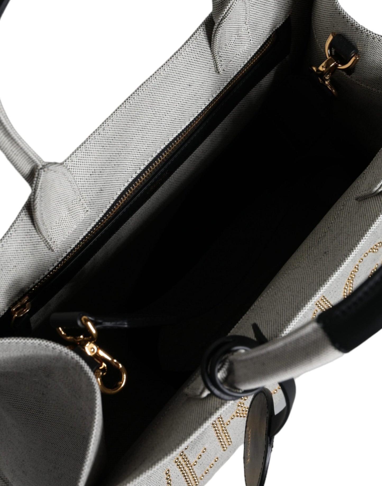- White Top Handle Canvas Leather Logo Crossbody Tote Bag