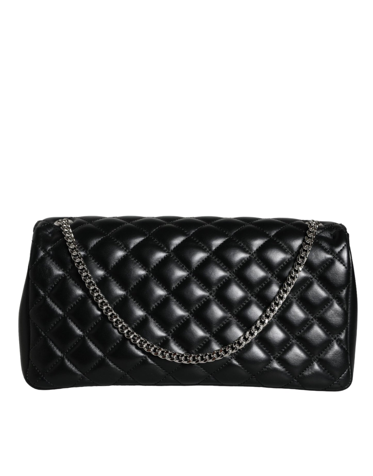 - Black Quilted Lambskin Leather Crossbody Shoulder Bag