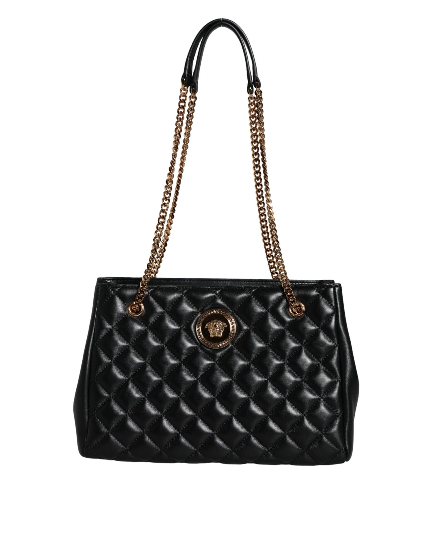 - Black Quilted Nappa Leather Shoulder Chain Strap Bag