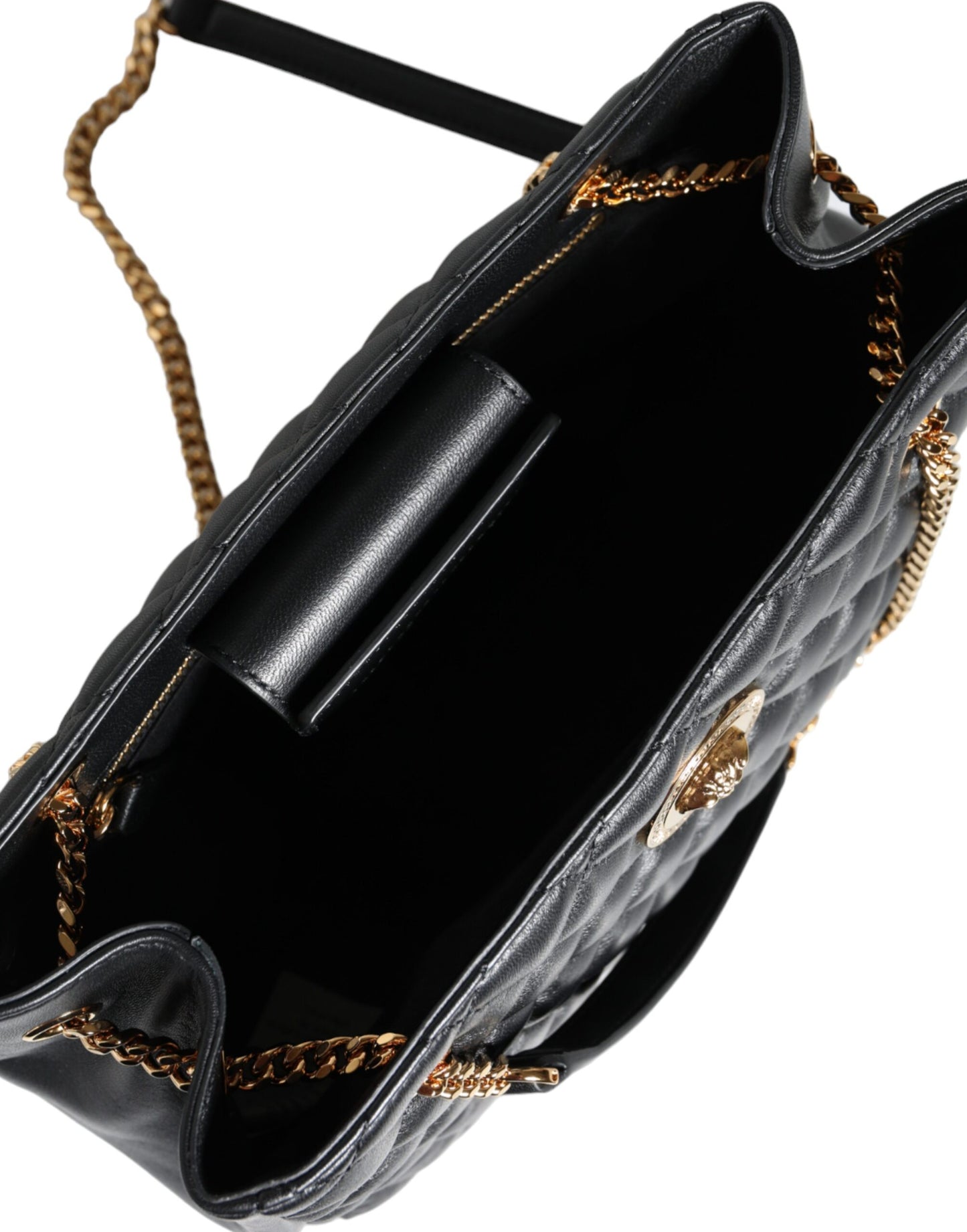 - Black Quilted Nappa Leather Shoulder Chain Strap Bag