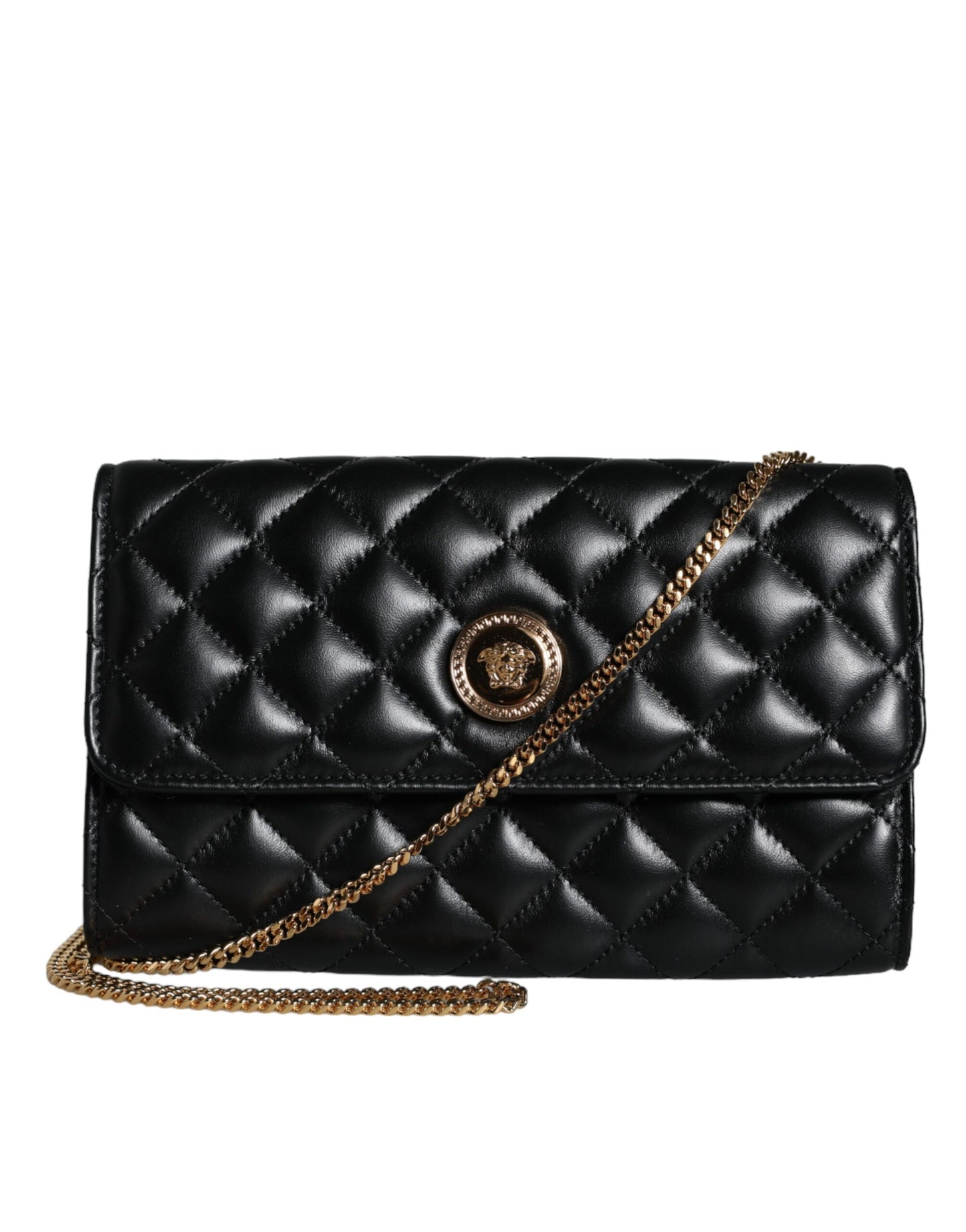 - Black Quilted Nappa Leather Crossbody Shoulder Bag