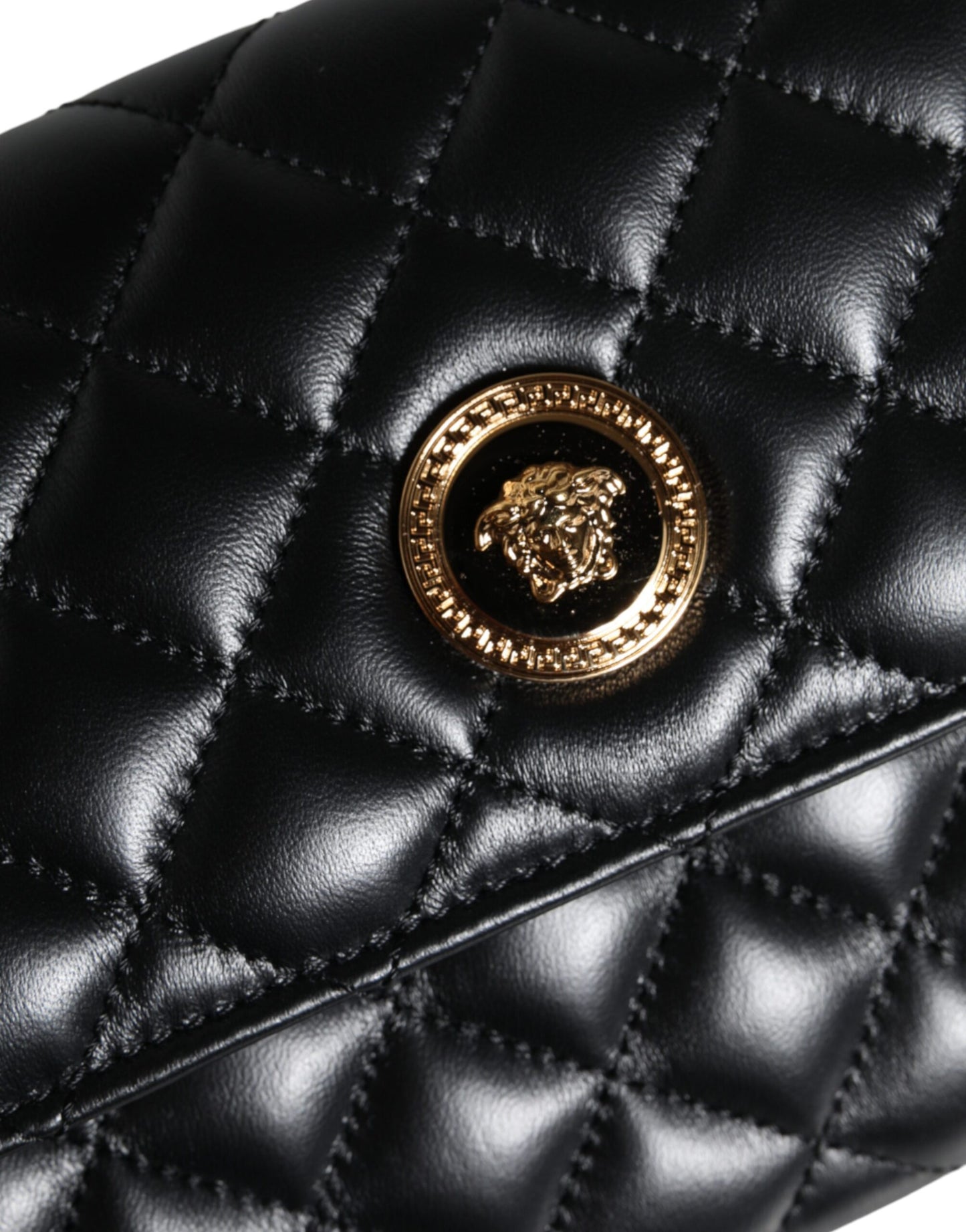 - Black Quilted Nappa Leather Crossbody Shoulder Bag