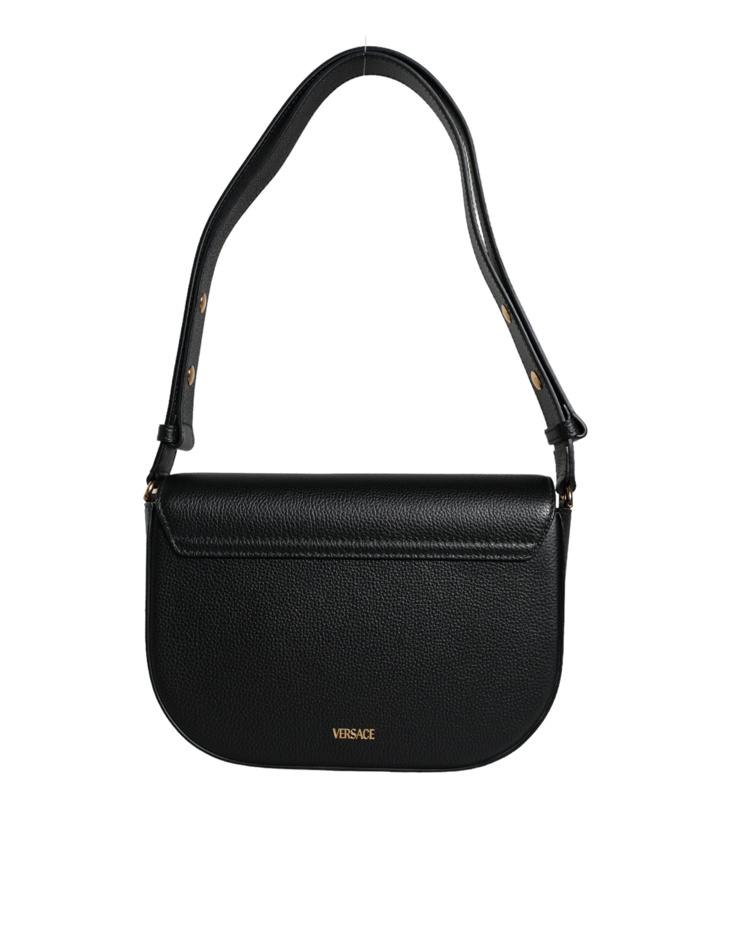 Versace Black Leather Virtus Shoulder Bag – Timeless Italian Elegance