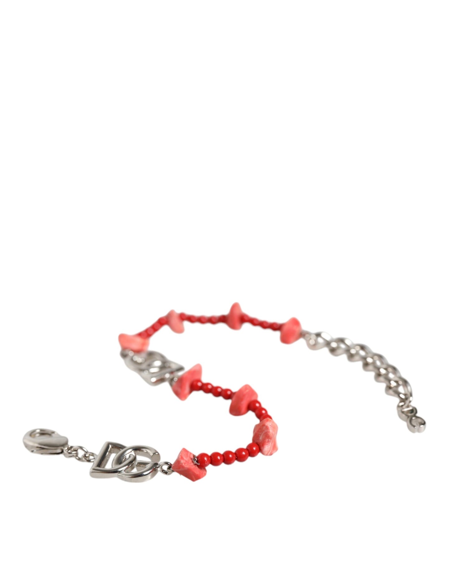 Silver Tone Brass Beaded Resin DG Logo Chain Bracelet - The Luxe Alliance