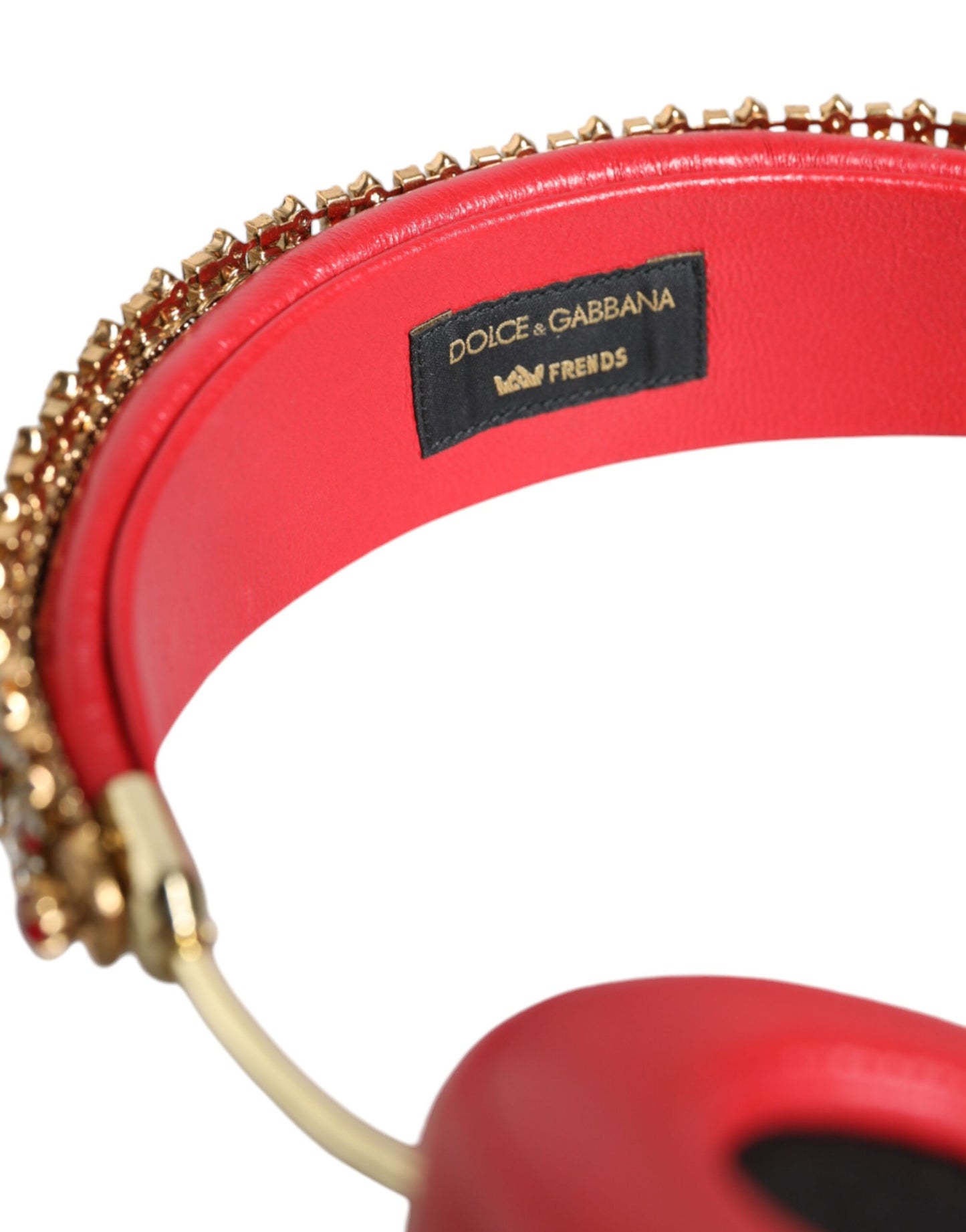 - Red Nappa Leather Floral Crystal Headphone