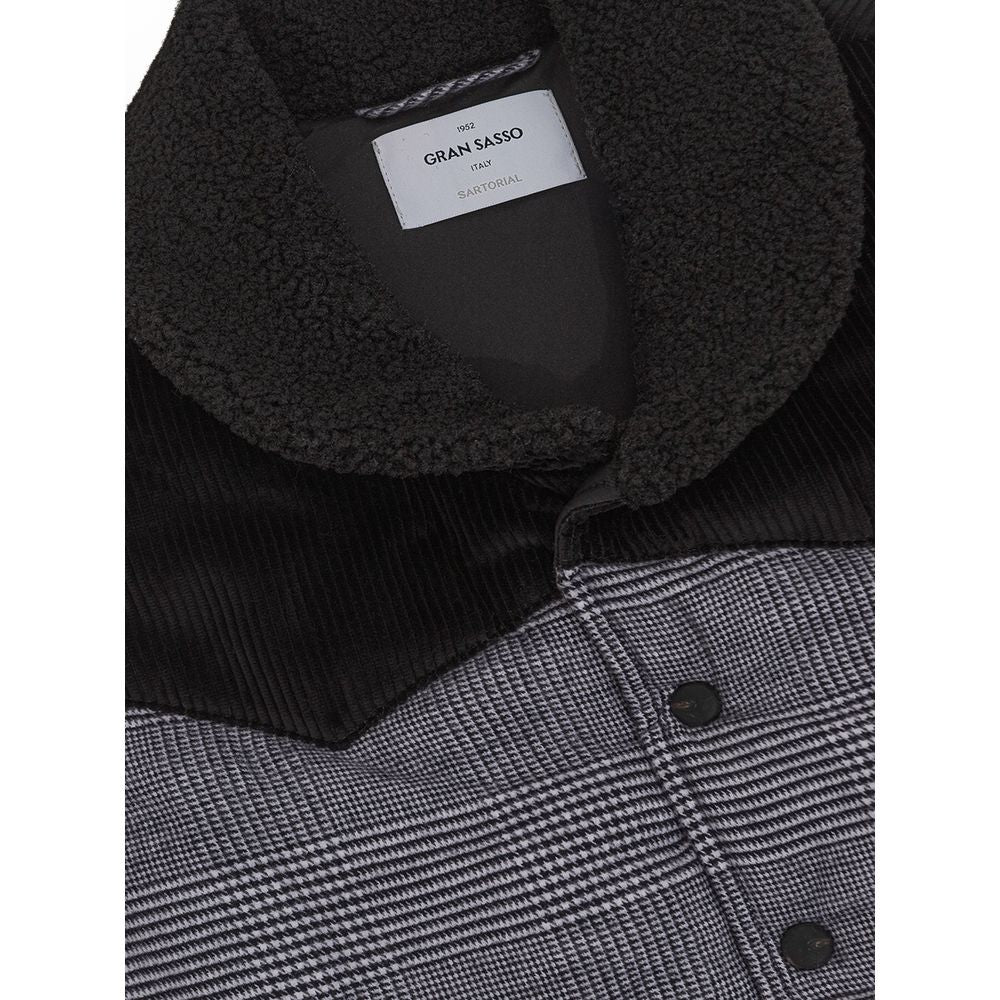 Gran Sasso Gray Cotton Prince of Wales Padded Sleeveless Jacket