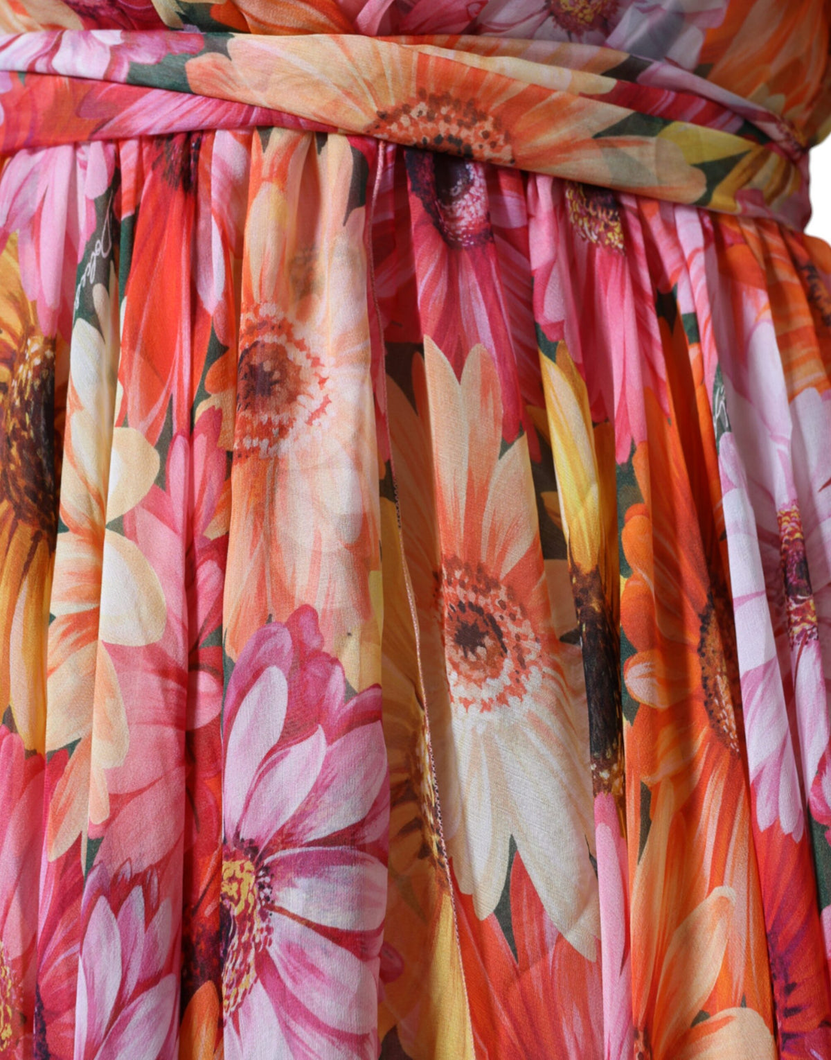 Multicolor Floral Sleeveless V-neck Midi Dress by Dolce & Gabbana
