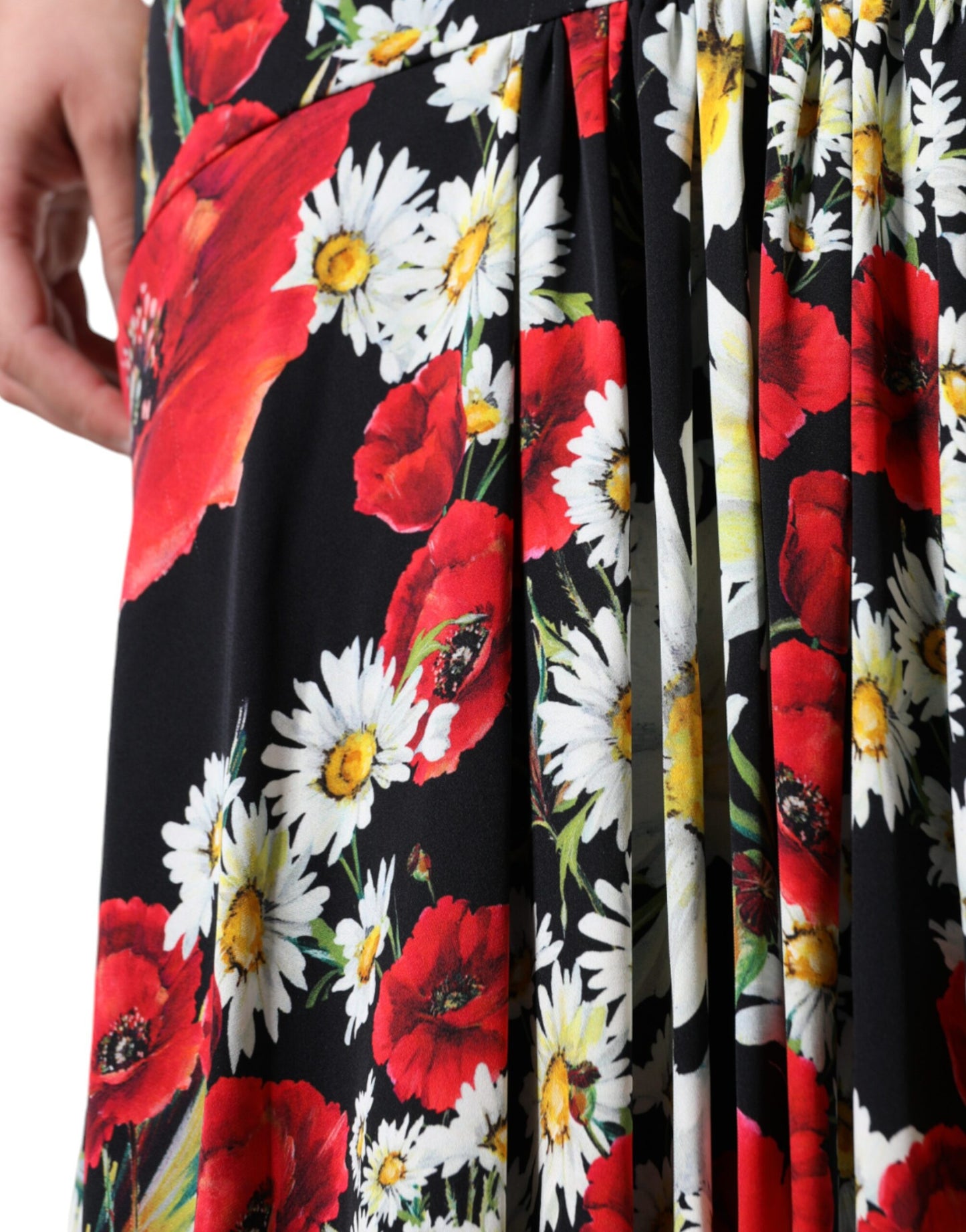 Black Floral Silk Sleeveless Long Gown Dress - The Luxe Alliance