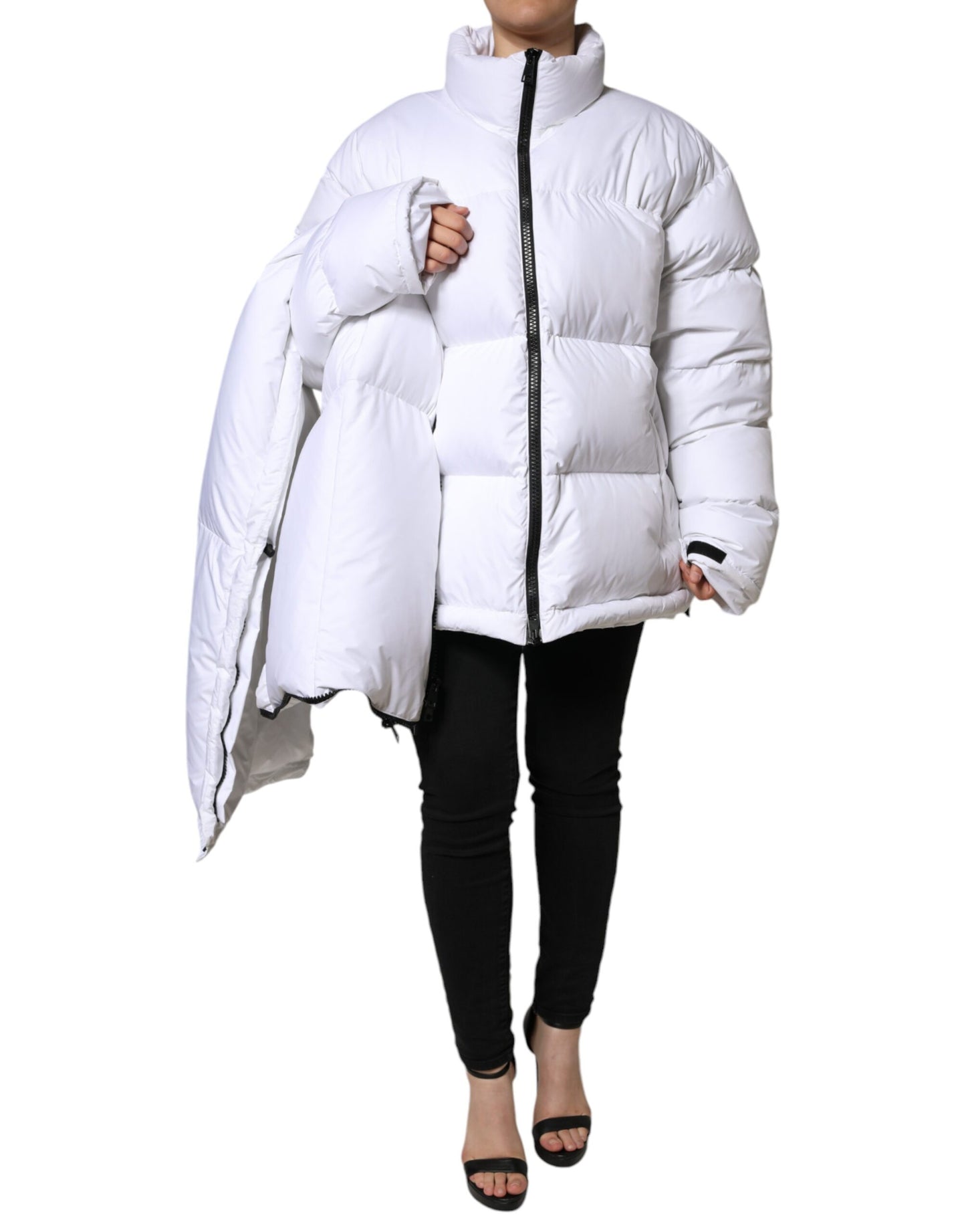 - White Puffer Quilted Full Zip Coat Jacket