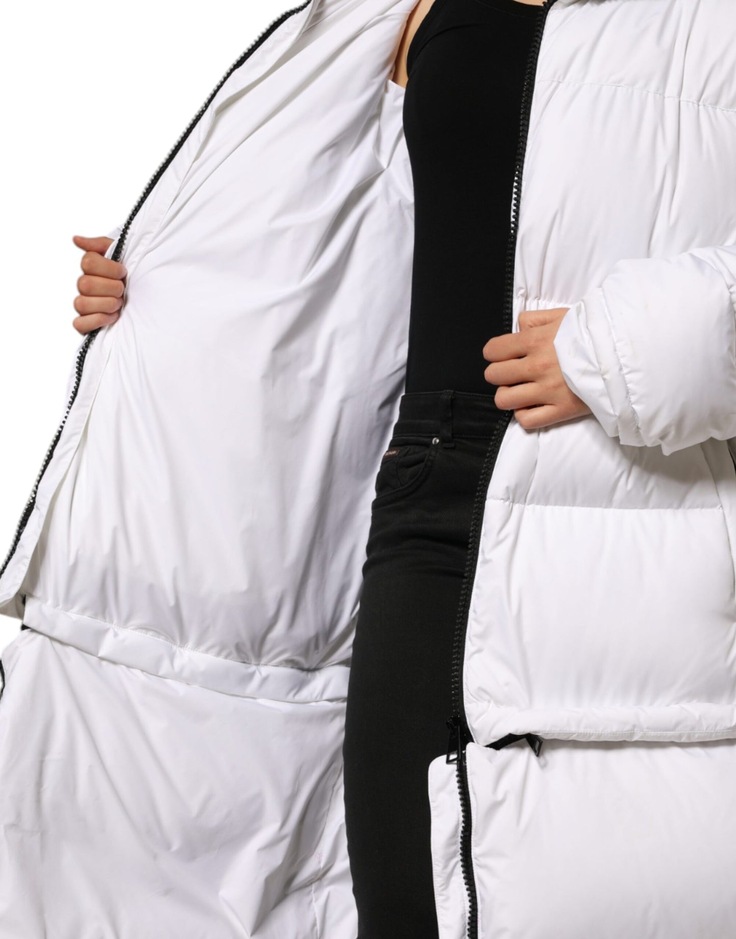 - White Puffer Quilted Full Zip Coat Jacket