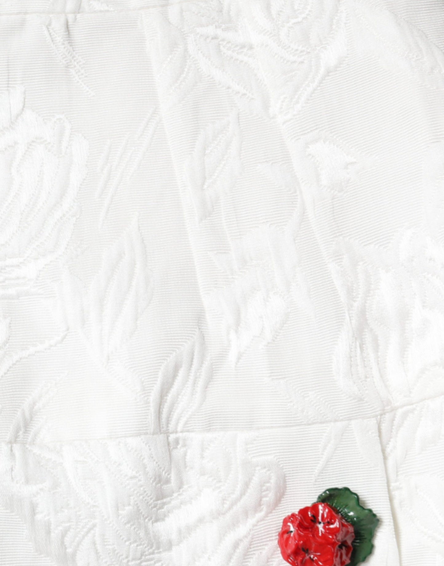 - White Floral Brocade Embellished Mini Skirt