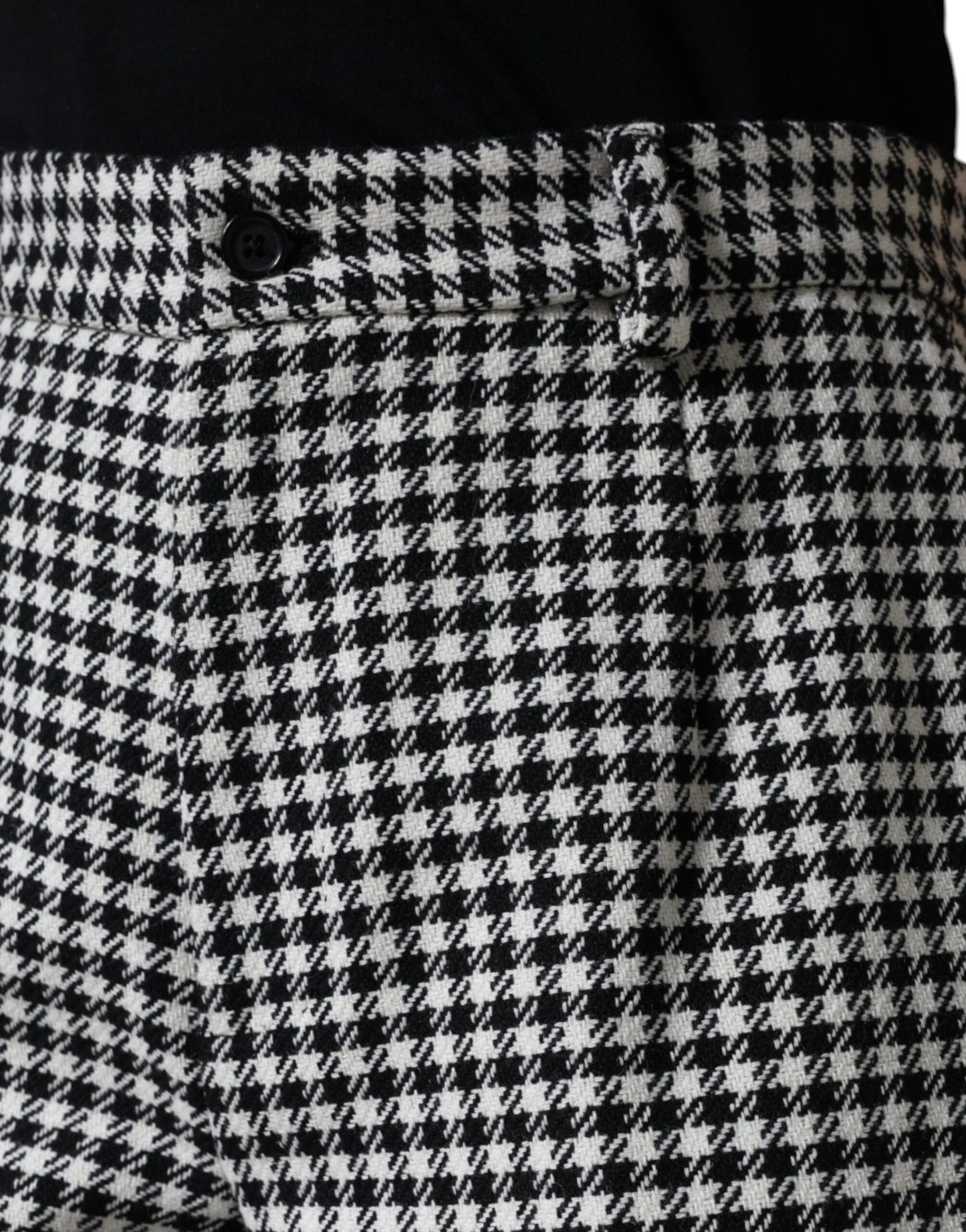 - Black White Houndstooth Cropped Wide Leg Pants