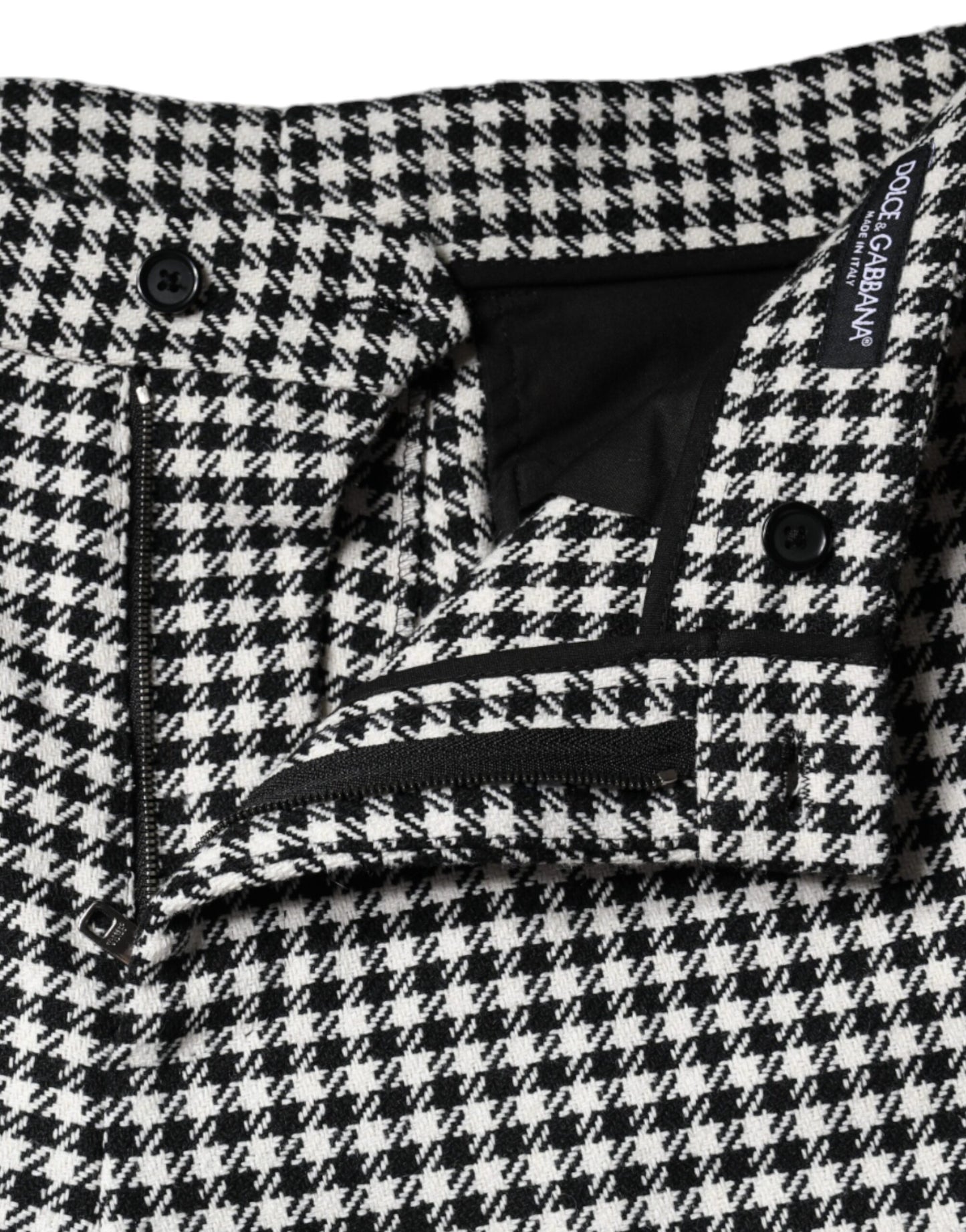 - Black White Houndstooth Cropped Wide Leg Pants