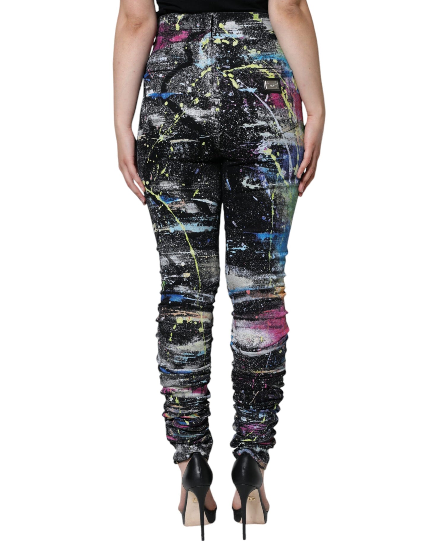 - Multicolor Splatter Paint Cotton Skinny Denim Jeans