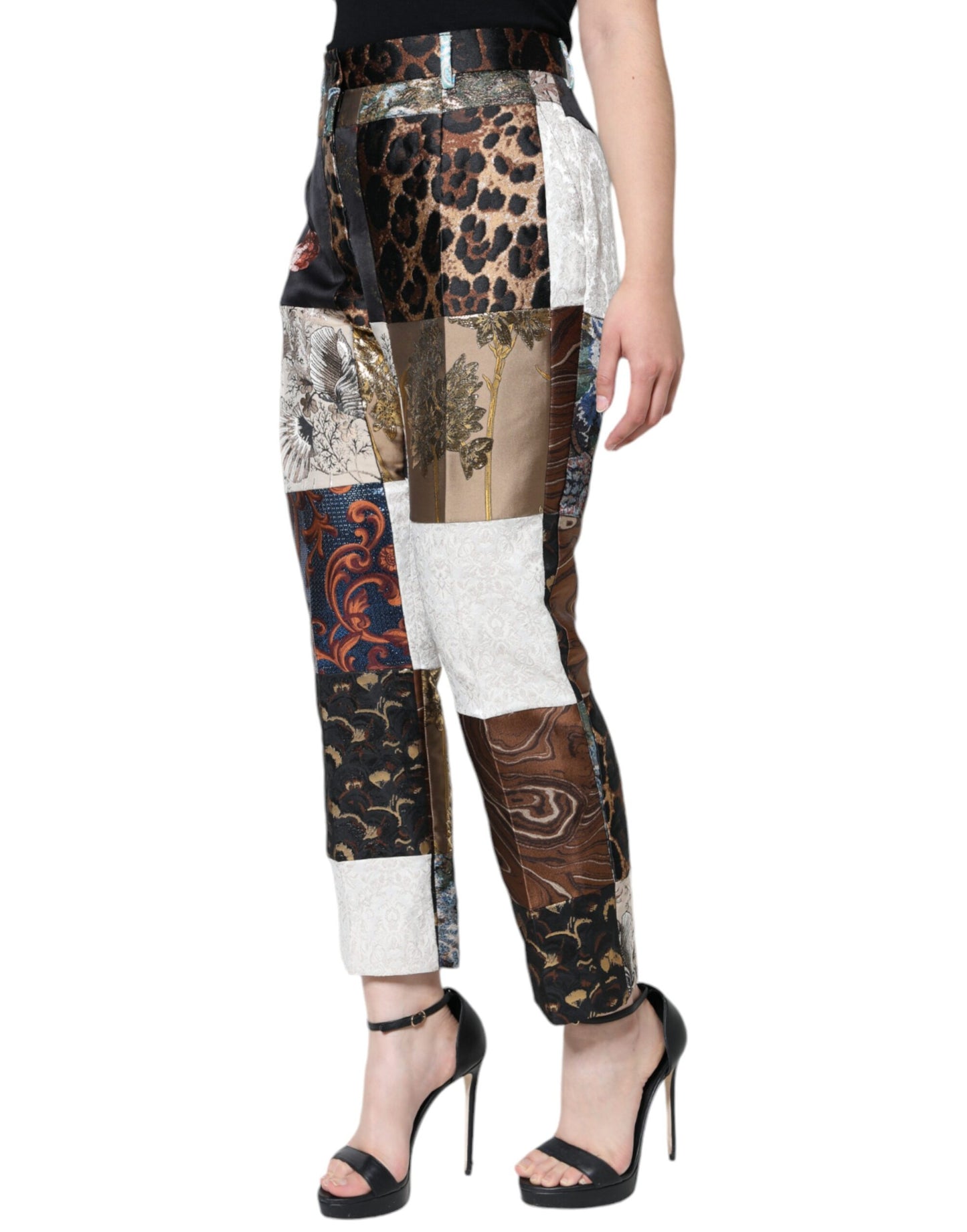 - Multicolor Patchwork Jacquard High Waist Pants