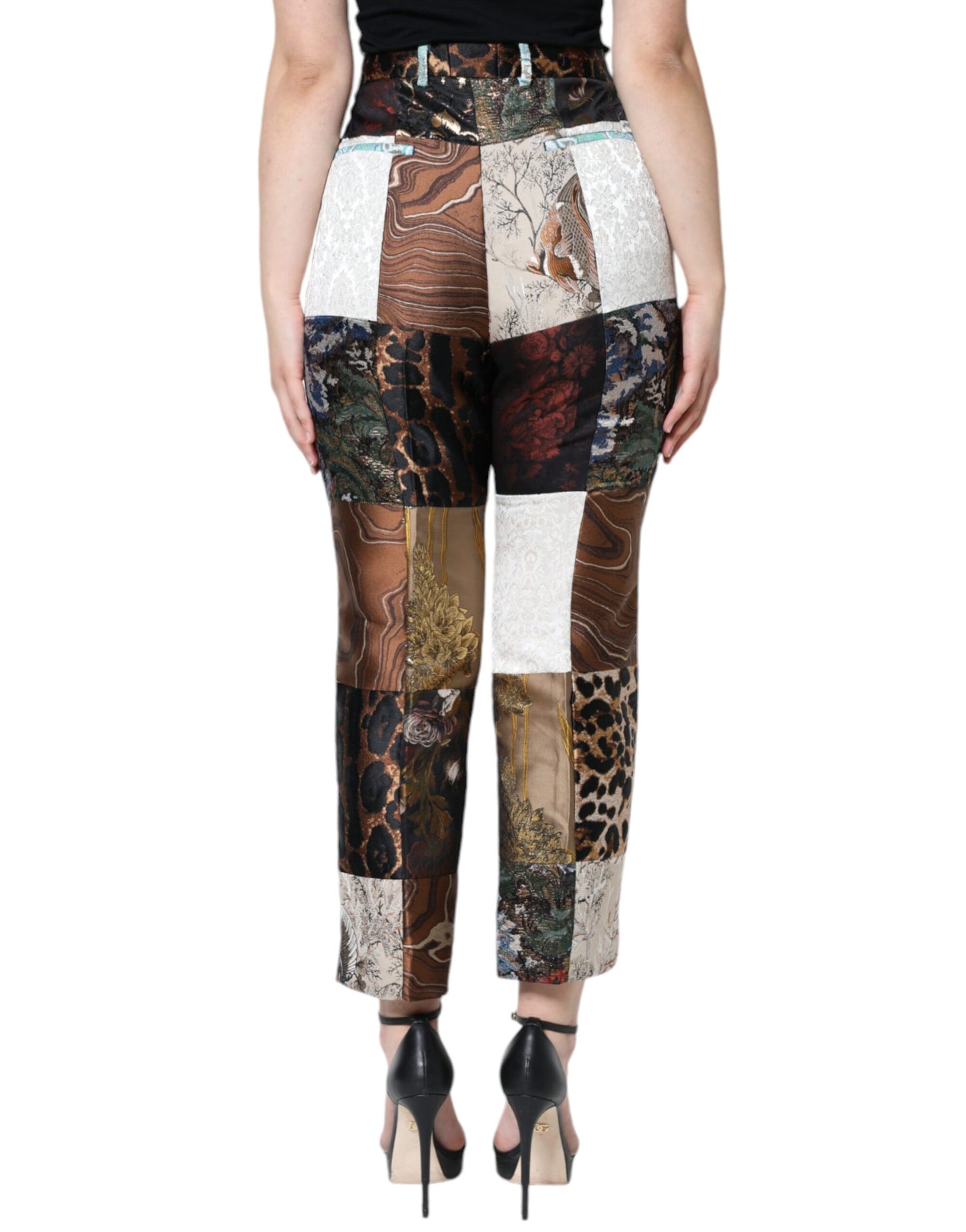 - Multicolor Patchwork Jacquard High Waist Pants