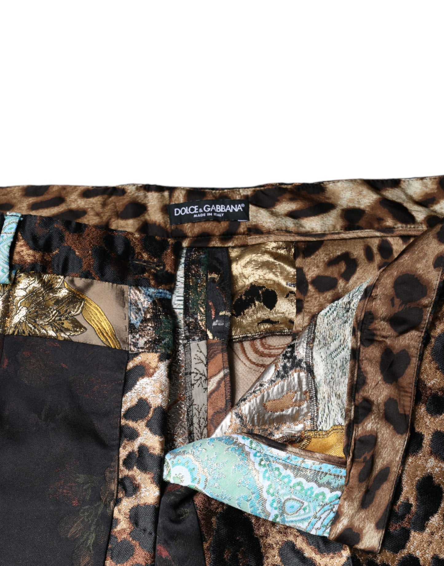 - Multicolor Patchwork Jacquard High Waist Pants