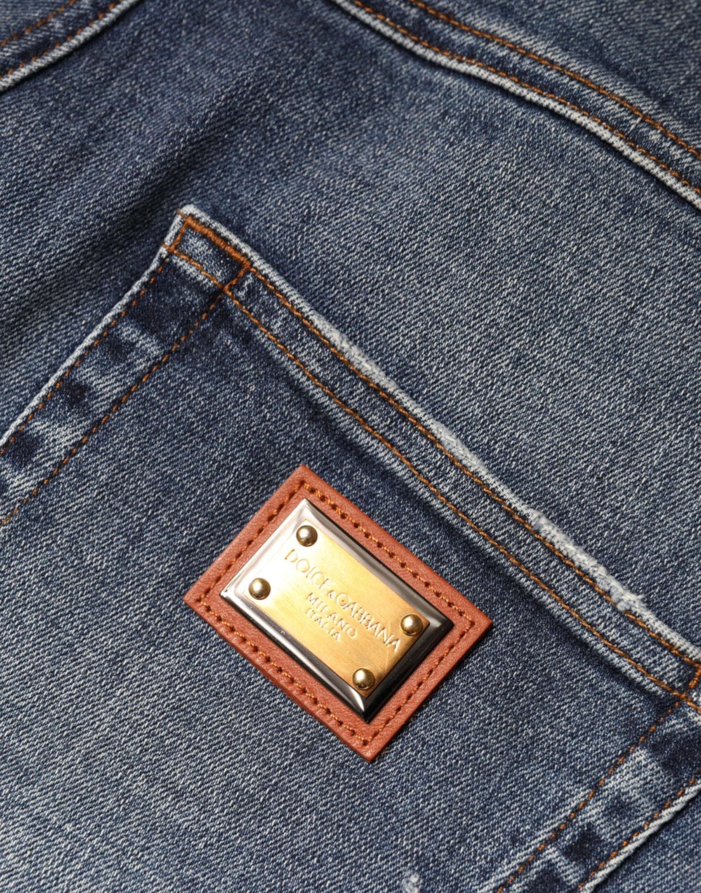 - Dark Blue Cotton Tattered Skinny Denim Jeans