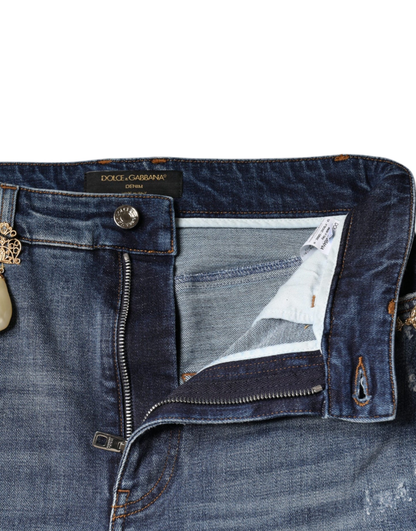 - Dark Blue Cotton Tattered Skinny Denim Jeans