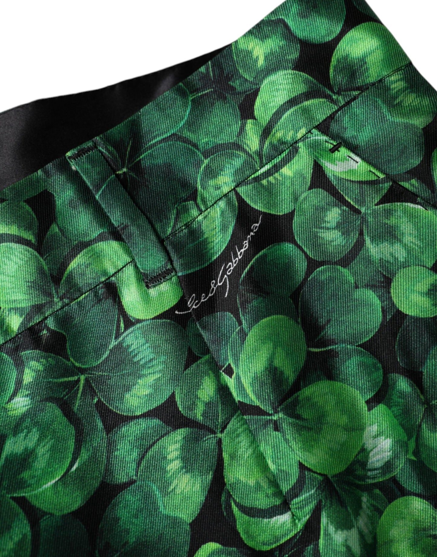 - Green Clover Silk Satin High Waist Tapered Pants