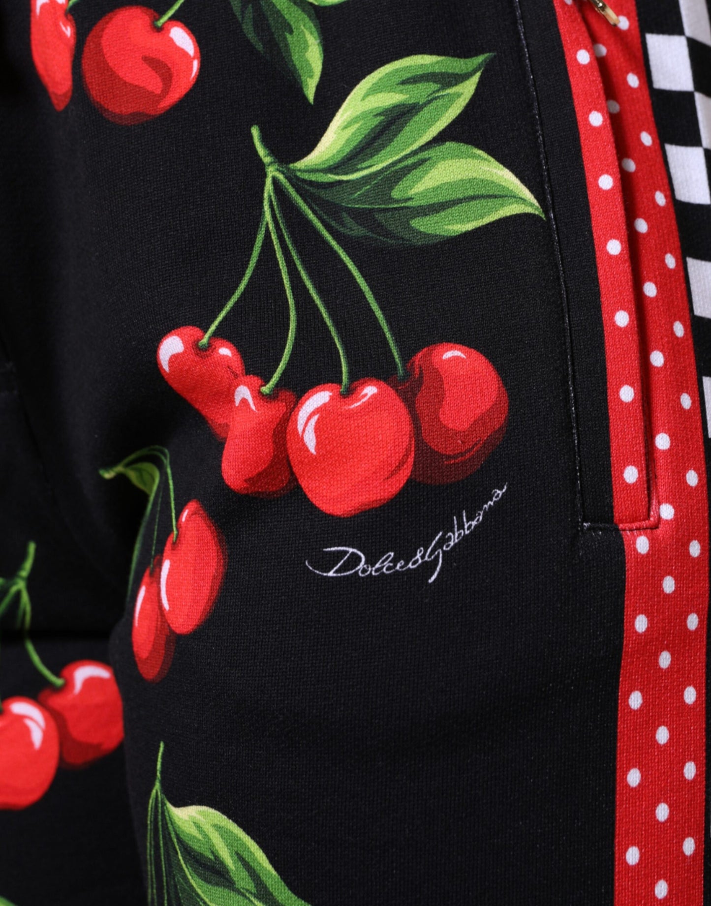 - Black Red Cherry Mid Waist Jogger Pants