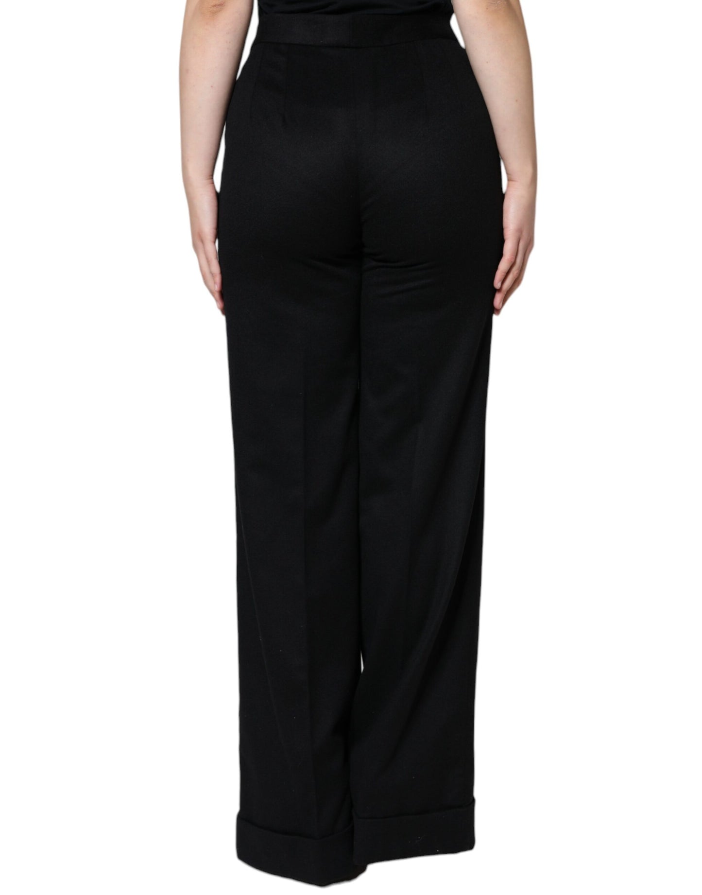 - Black Cashmere Mid Waist Women Boot Cut Pants