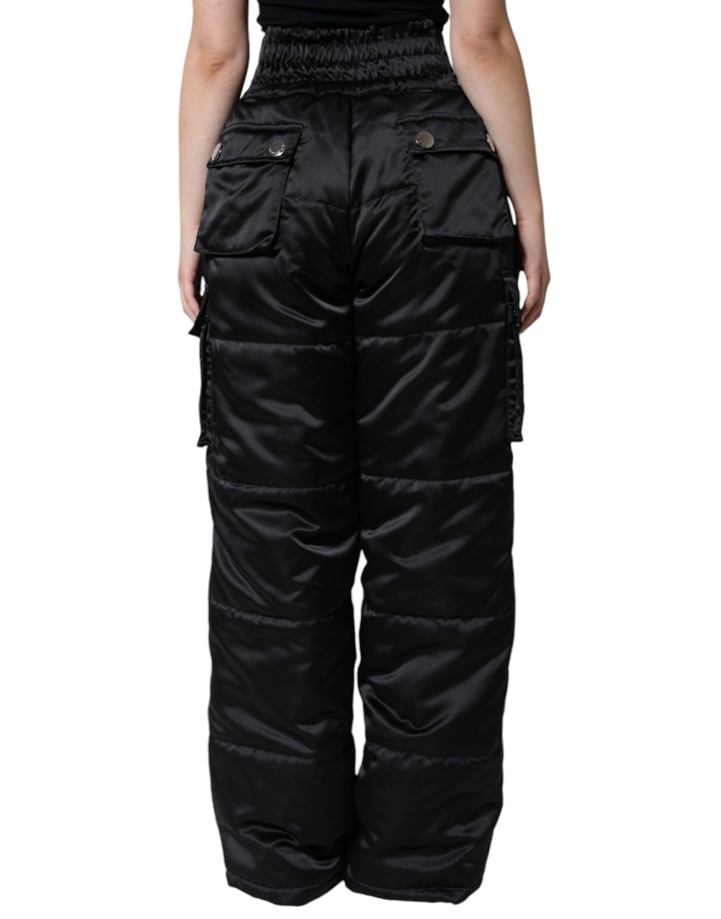 - Black Quilted High Waist Women Boot Cut Pants