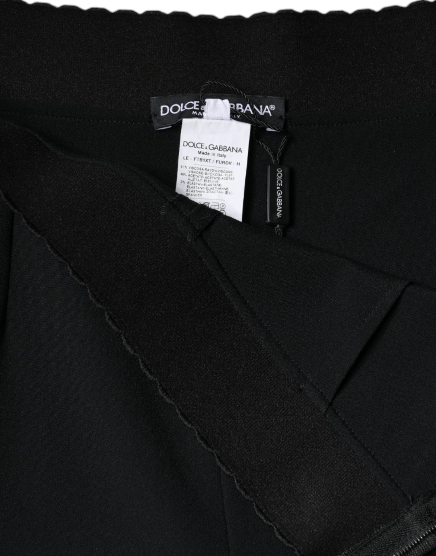 - Black Viscose High Waist Tapered Pants