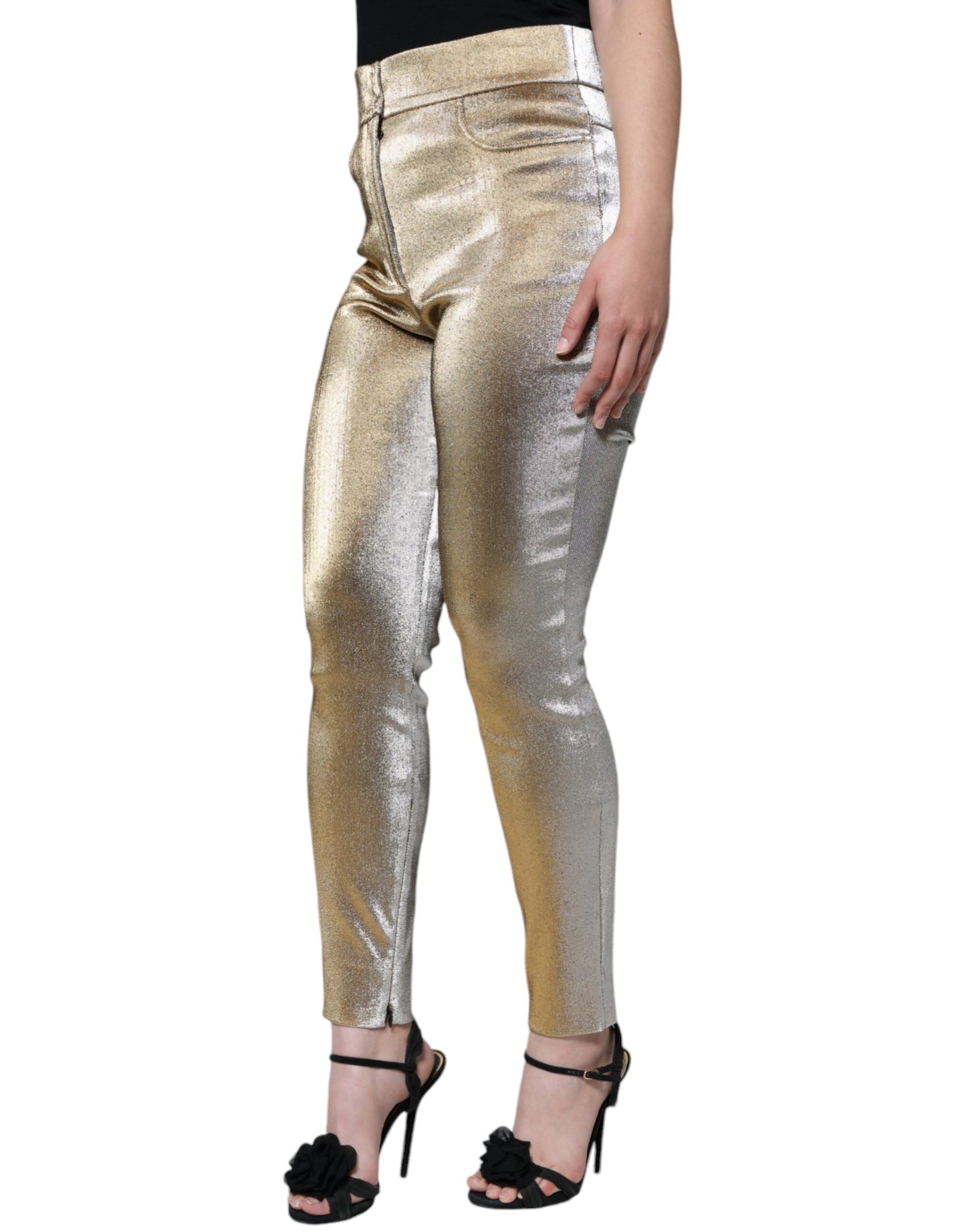 - Metallic Gold High Waist Skinny Pants