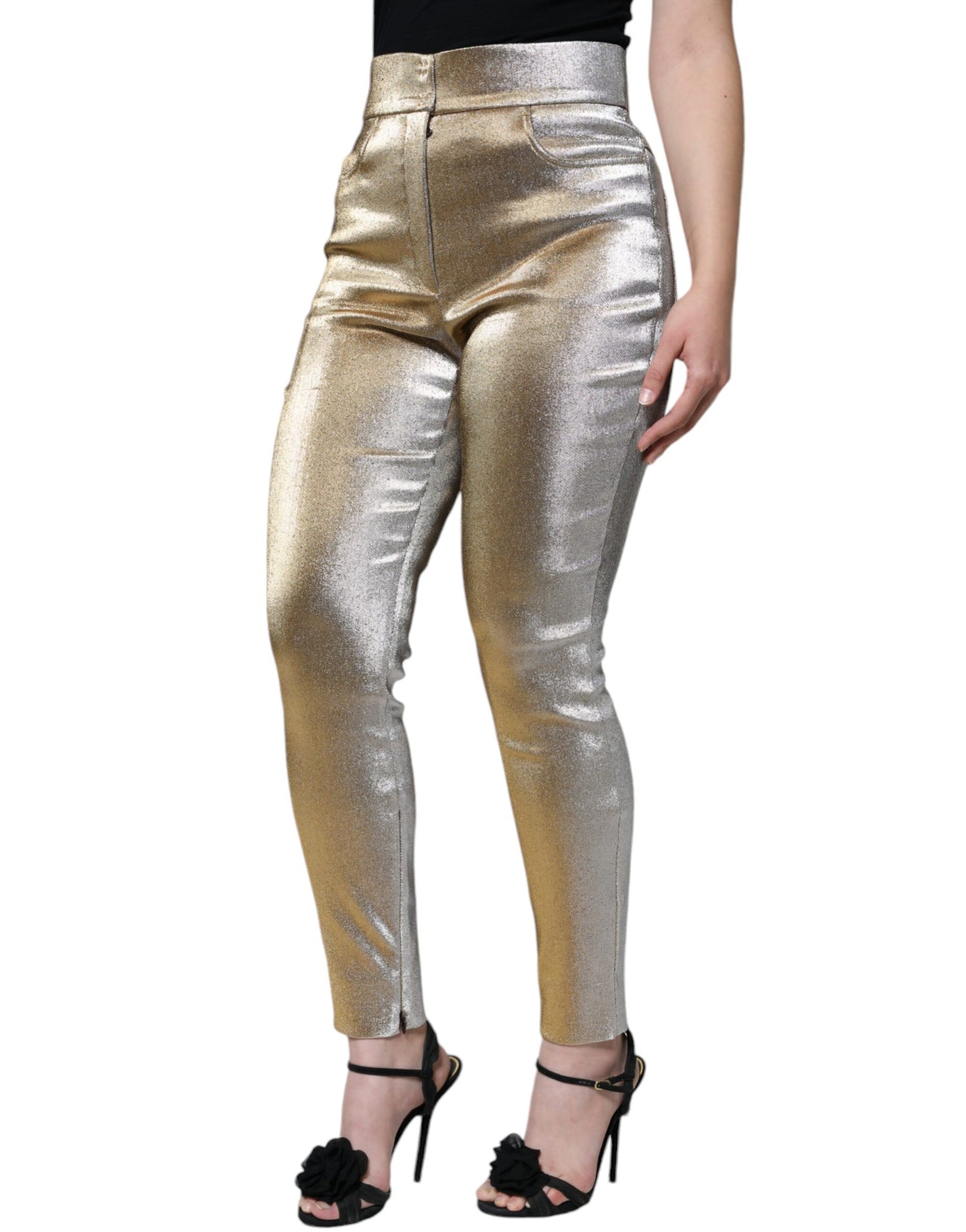 - Metallic Gold High Waist Skinny Pants