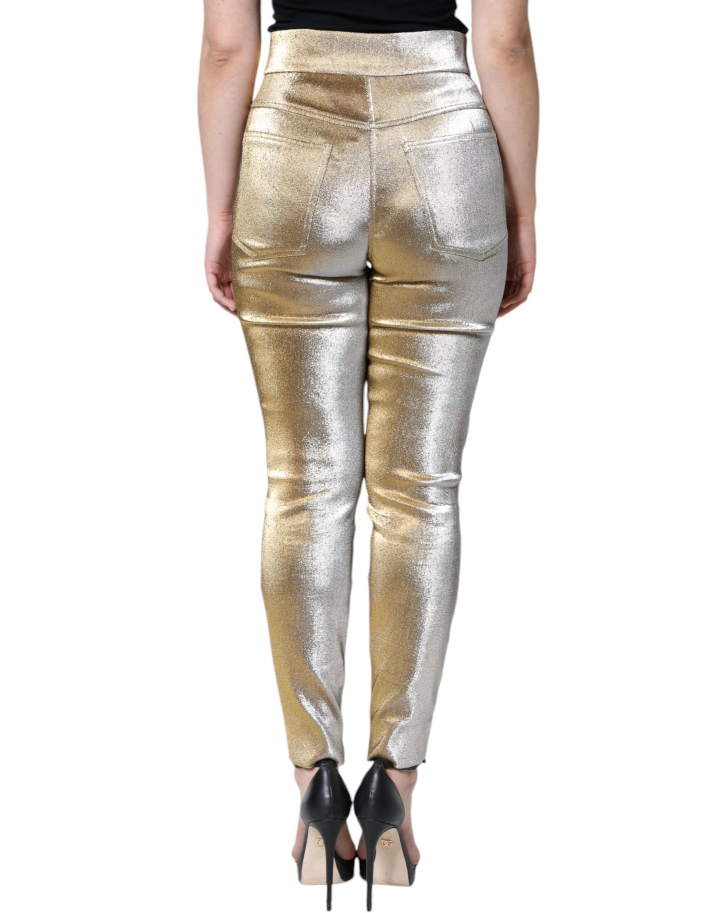 - Metallic Gold High Waist Skinny Pants
