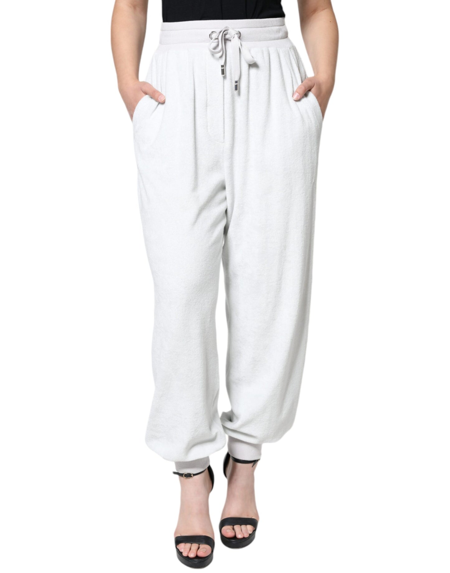 - White Nylon Jogger Sweatpants Pants