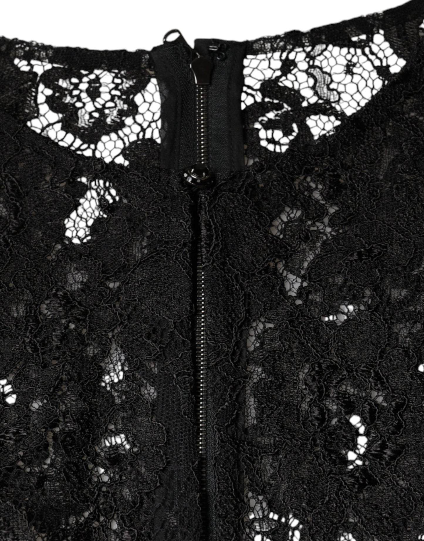 - Black Floral Lace See Through Long Sleeve Top