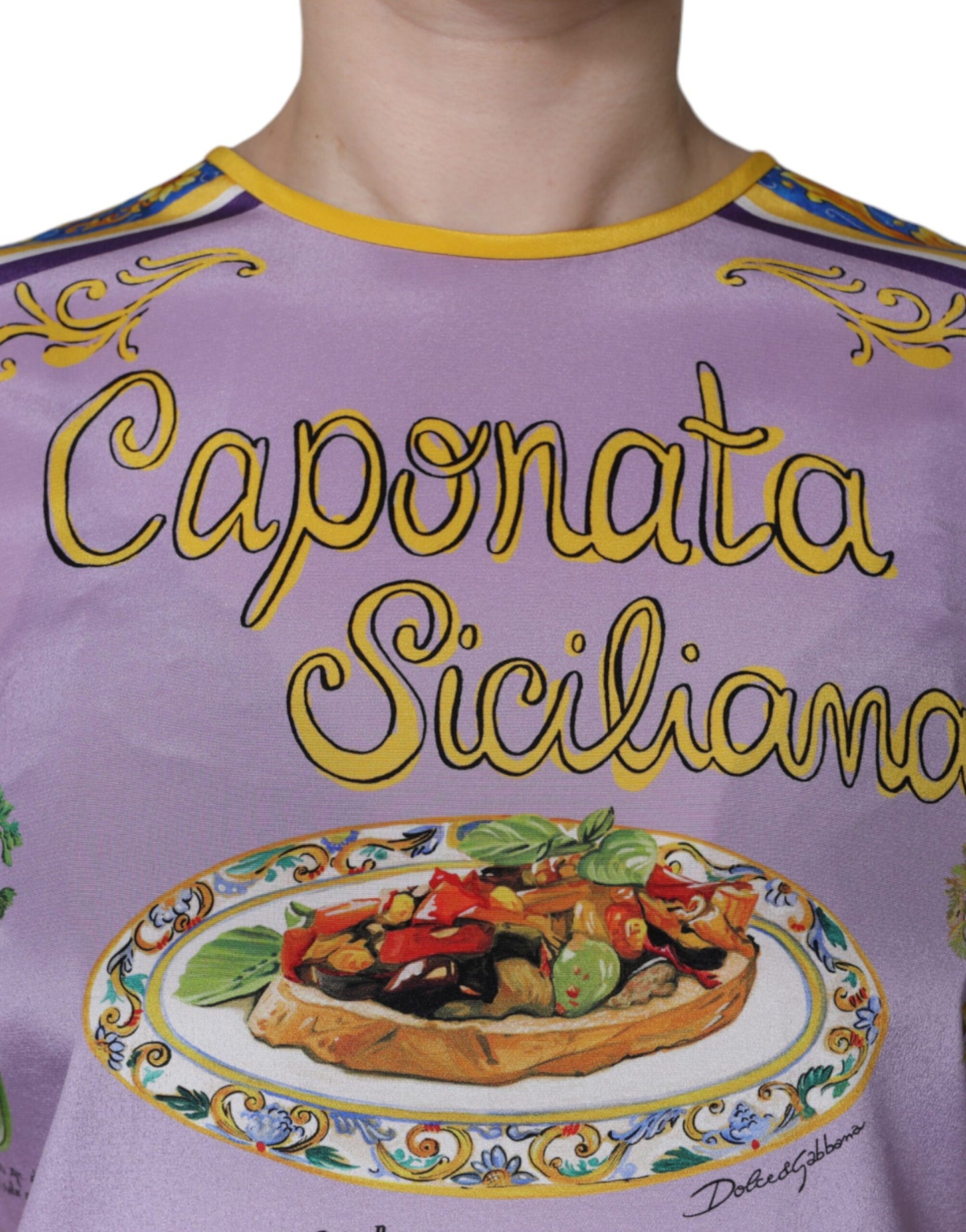 - Purple Silk Caponata Siciliana Print Tank Top