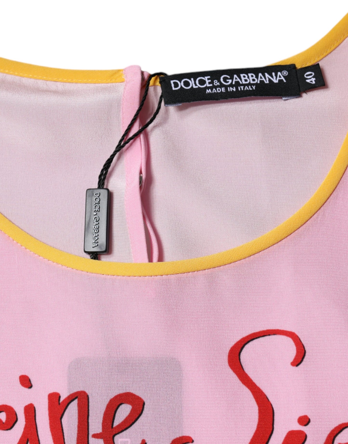 - Pink Silk Araneine Siciliana Print Short Sleeves Top