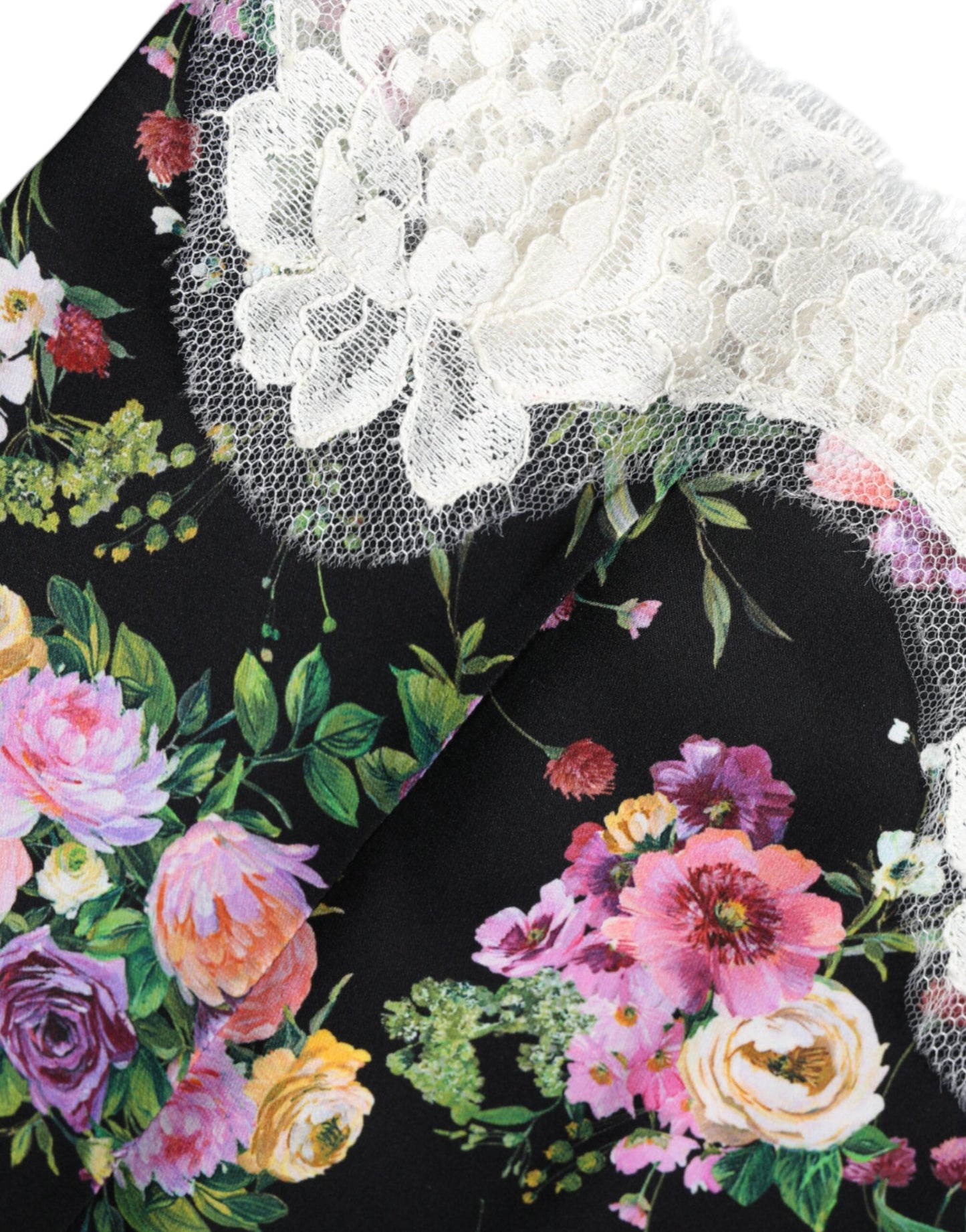 - Black Floral Lace Short Sleeves Blouse Top