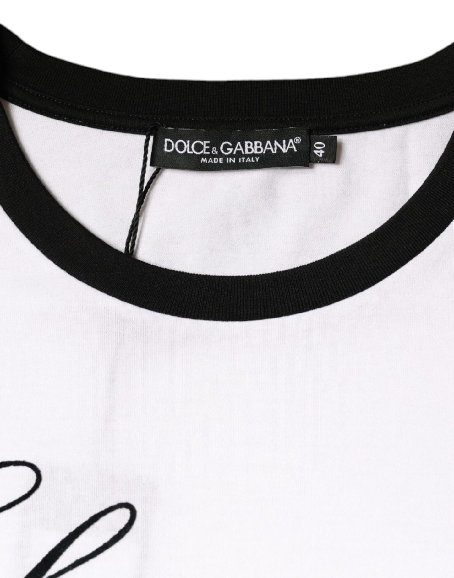 - White Eleganza Print Cotton Short Sleeves T-shirt