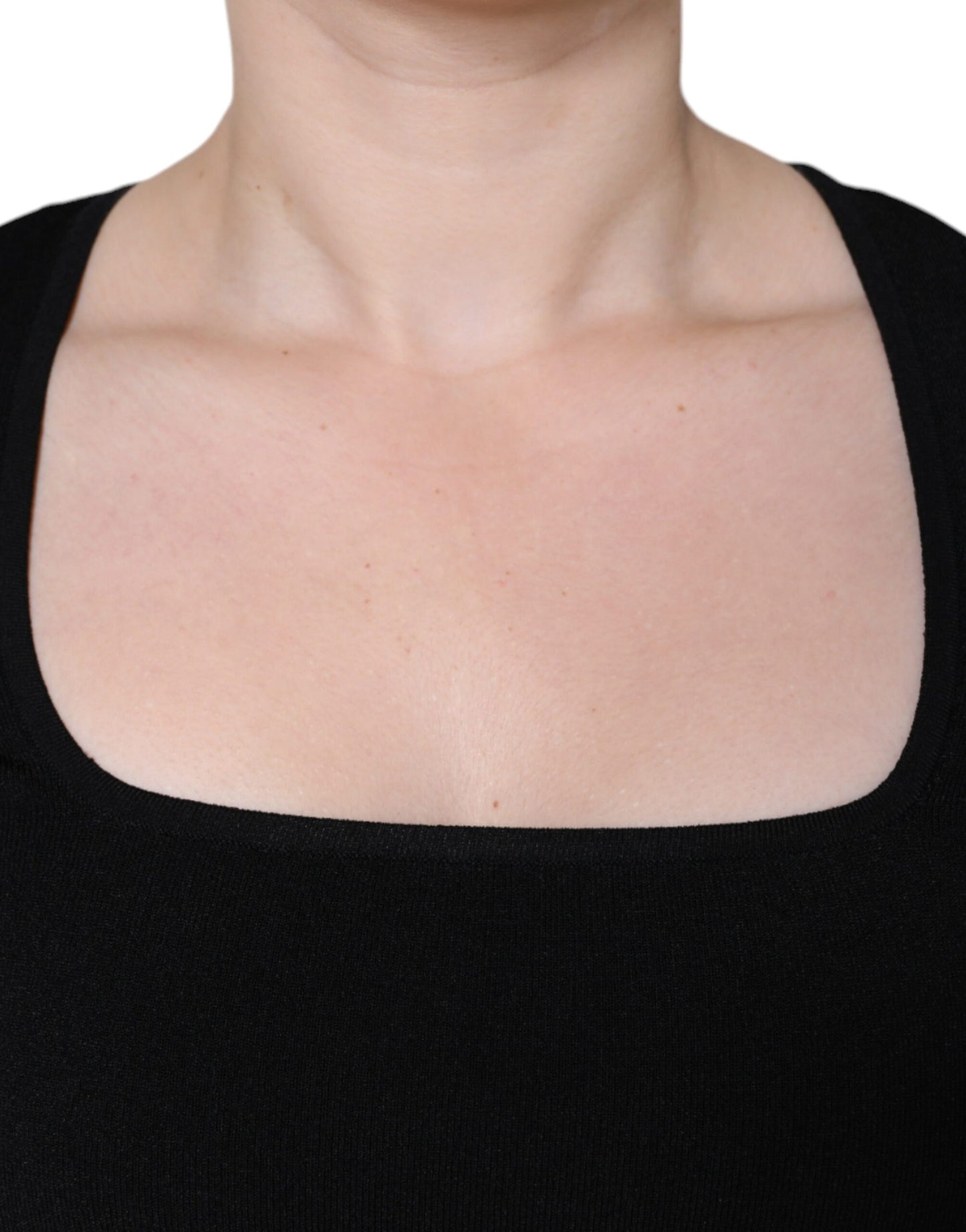 - Black Long Sleeves Blouse Square Neck Top