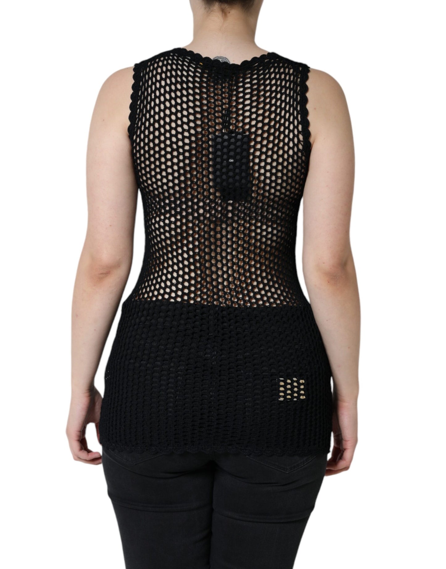 - Black Mesh See Through Sleeveless Tank Top