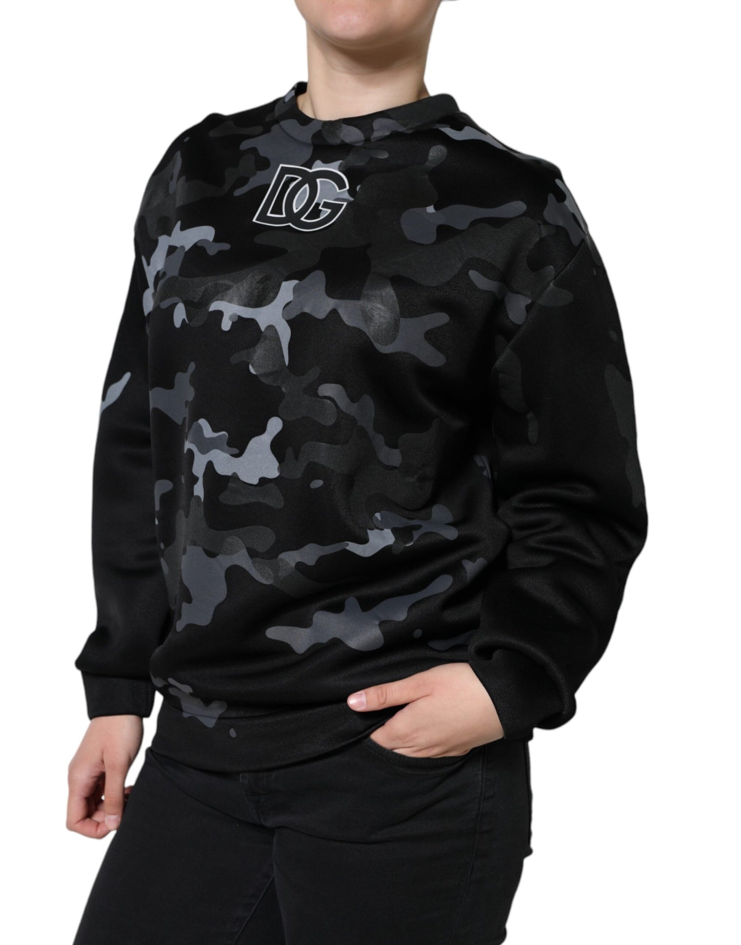 Black Camouflage Round Neck Sweatshirt Sweater - The Luxe Alliance