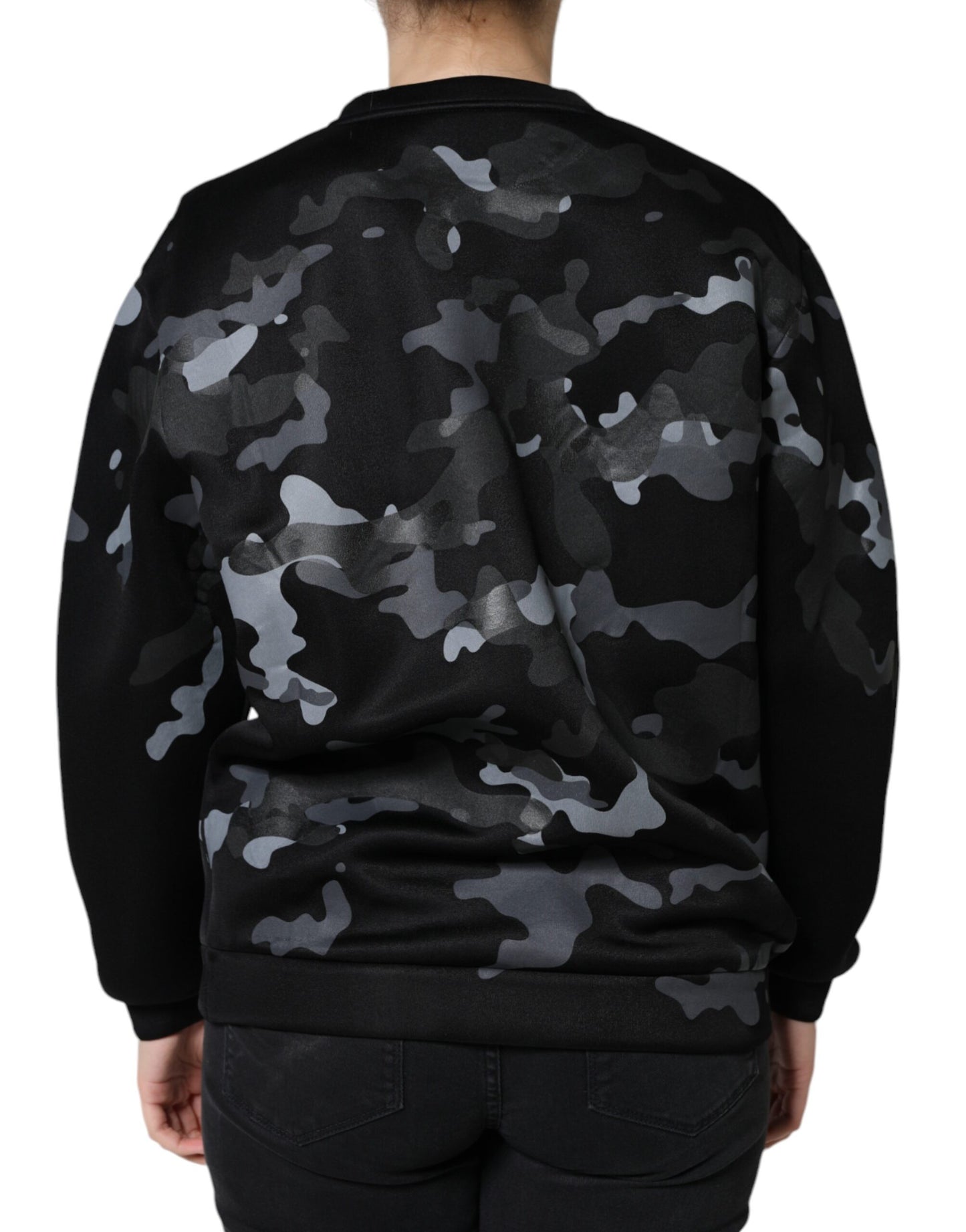 - Black Camouflage Round Neck Sweatshirt Sweater