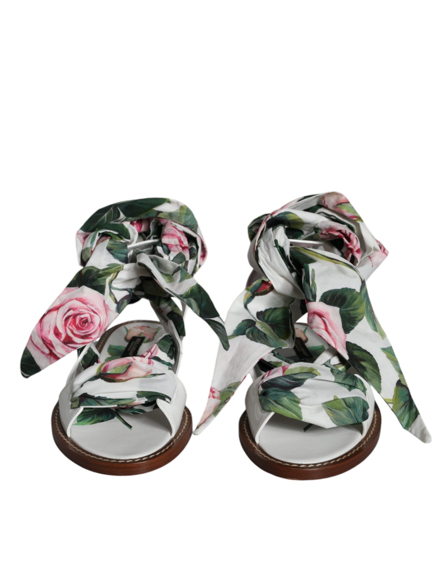 - Multicolor Floral Print Ankle Wrap Sandals Shoes