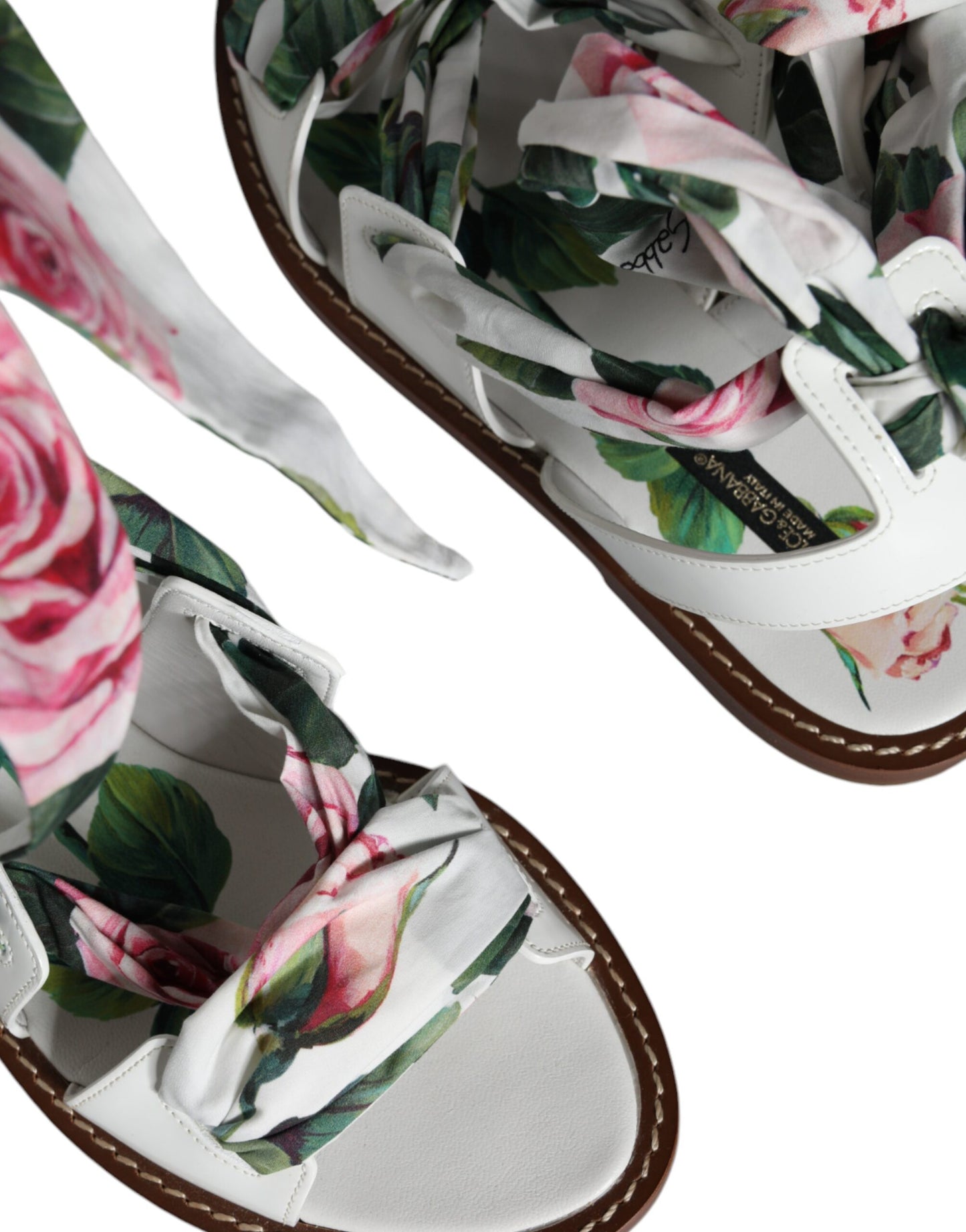 - Multicolor Floral Print Ankle Wrap Sandals Shoes