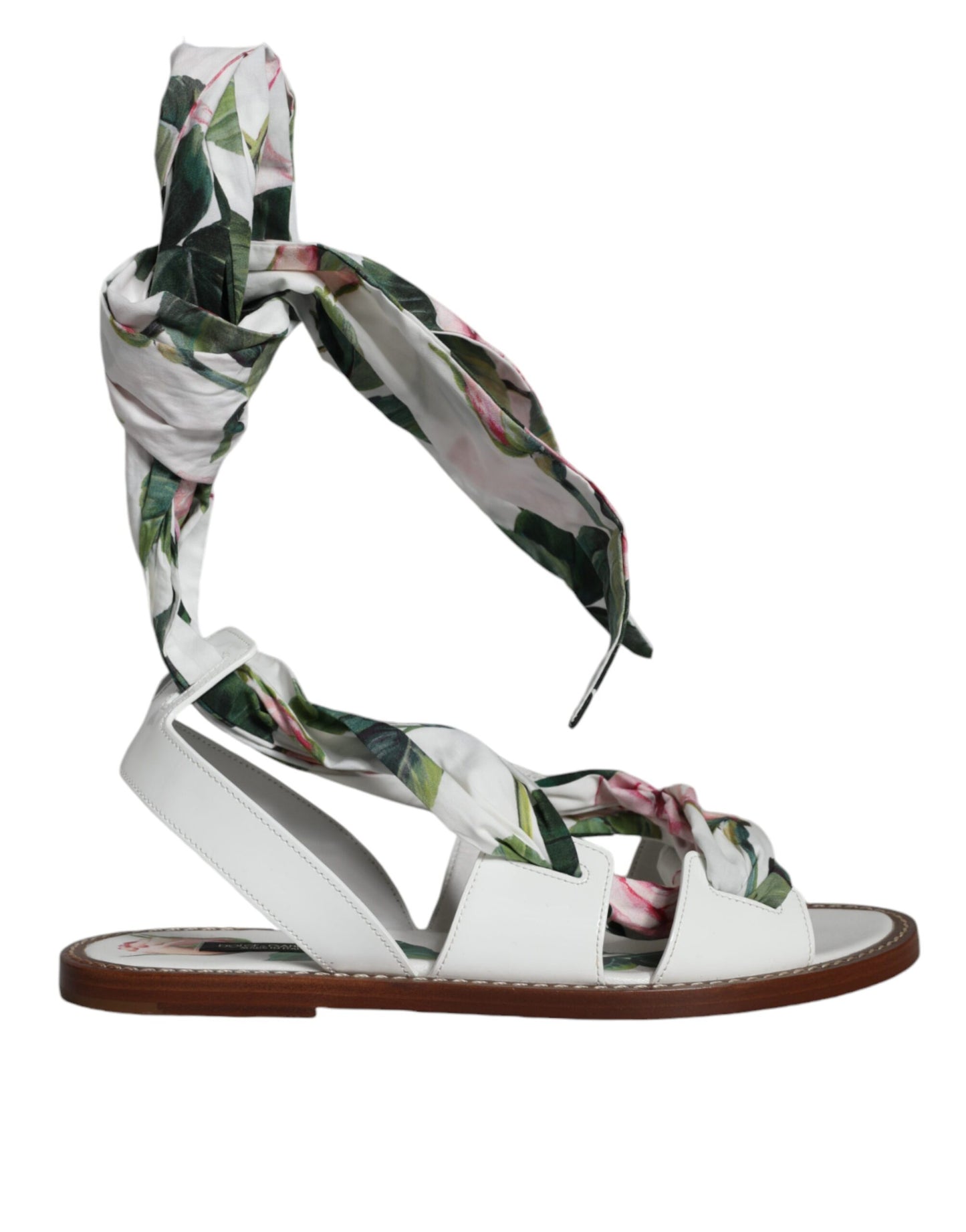 - Multicolor Floral Print Ankle Wrap Sandals Shoes