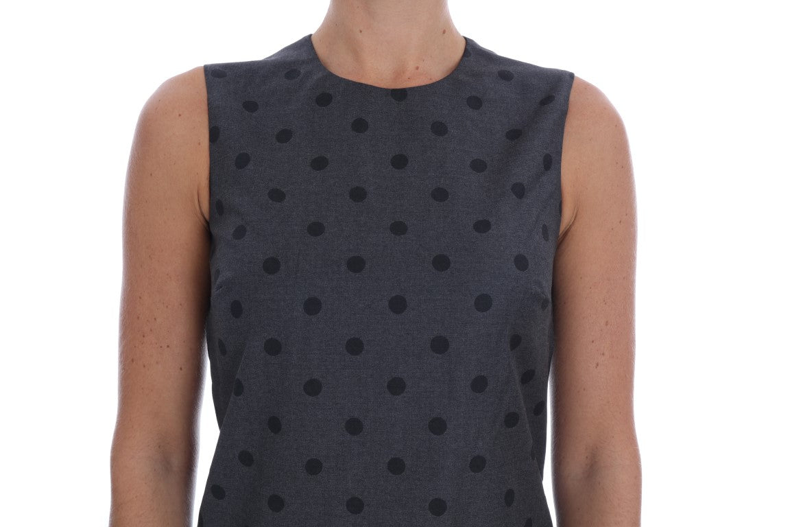 - Chic Sleeveless Polka Dot Wool Dress
