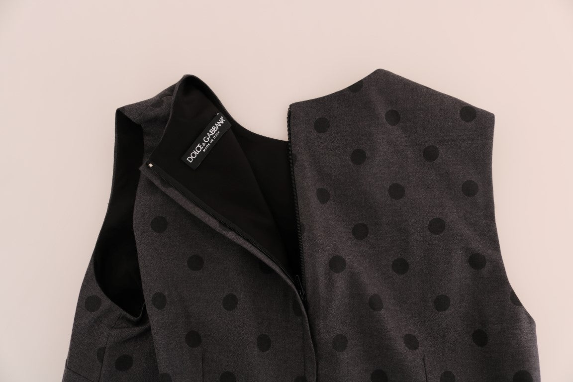 - Chic Sleeveless Polka Dot Wool Dress