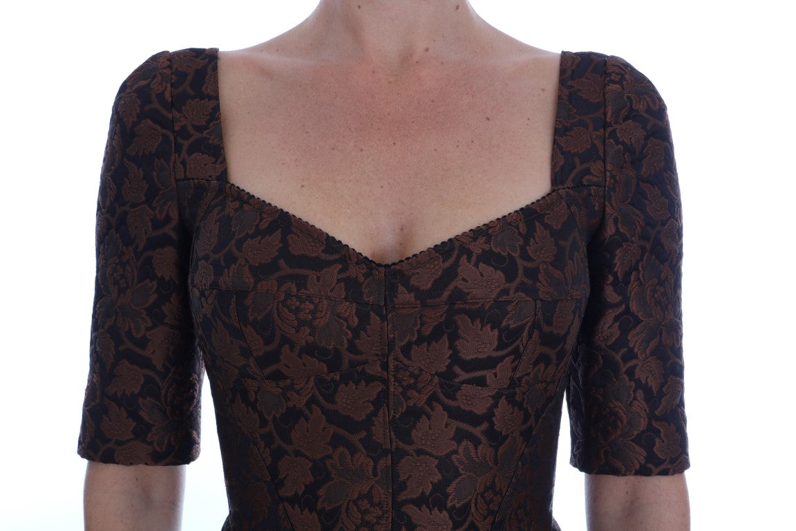 Chic Brown Mini Wool Blend Dress by Dolce & Gabbana